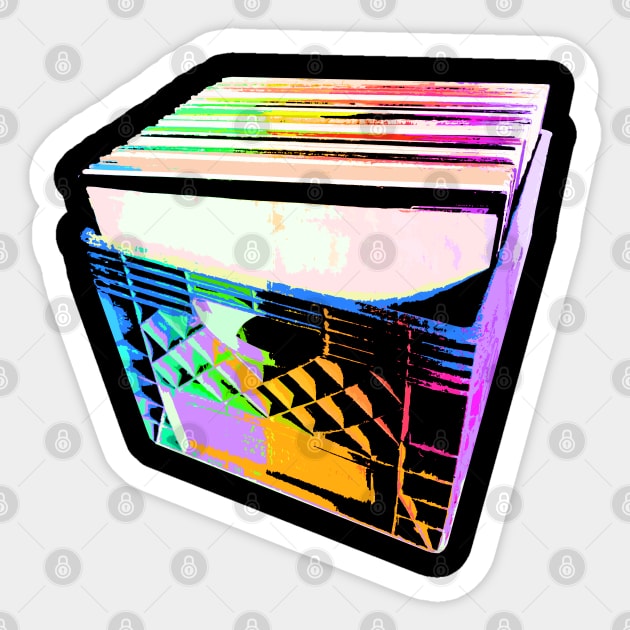 Crate of Vinyl LP Records (pop art colors) Sticker by robotface